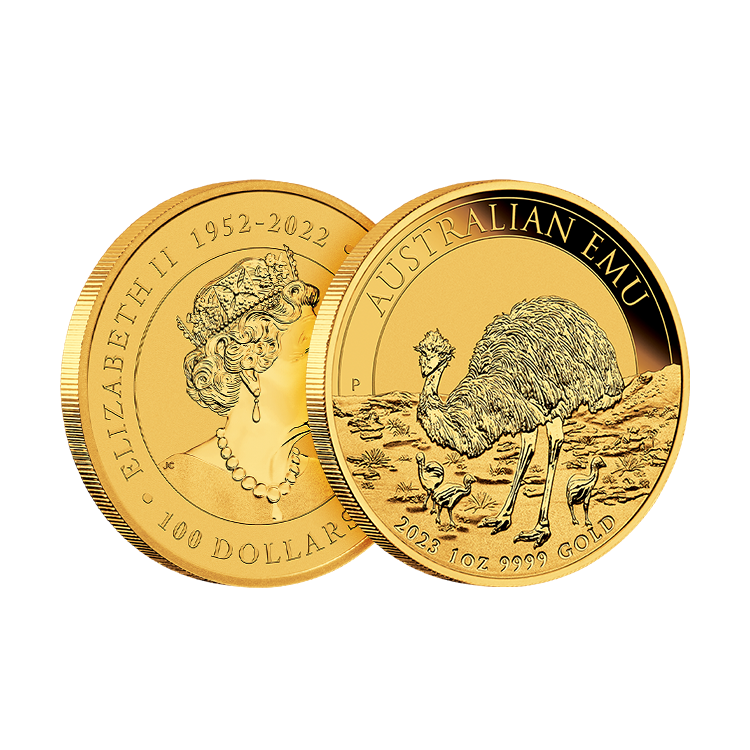 1 troy ounce gold Australian Emu coin 2023 angle 2