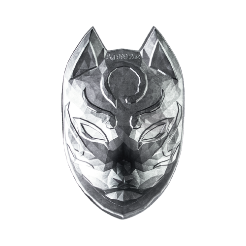 2 troy ounce zilveren Kitsune masker 2023 munt voorkant