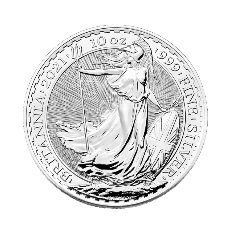 10 troy ounce silver coin Britannia 2021 front