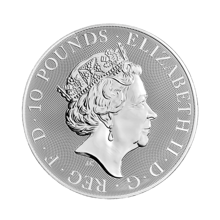 10 troy ounce silver coin Britannia 2021 back