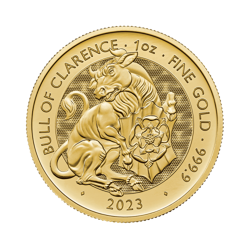 1 troy ounce gold coin Tudor Beasts Bull of Clarence 2023 front