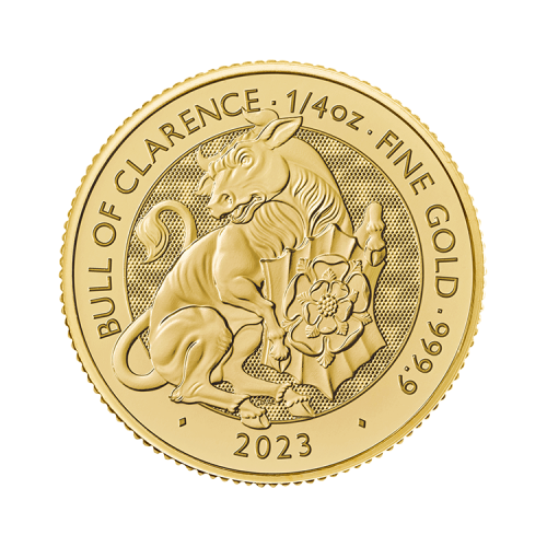 1/4 troy ounce gold coin Tudor Beasts Bull of Clarence 2023 front