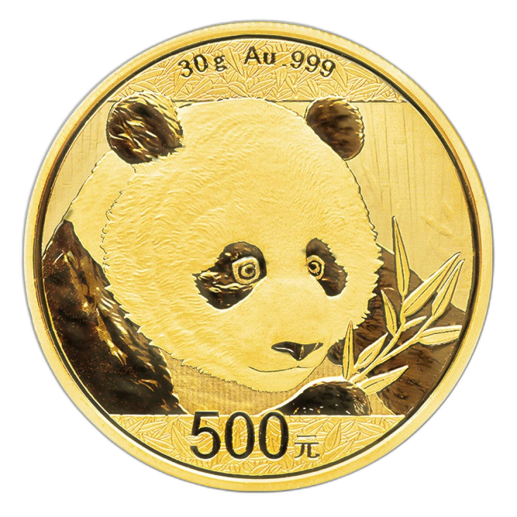 30 Gram gouden munt Panda 2018 voorkant