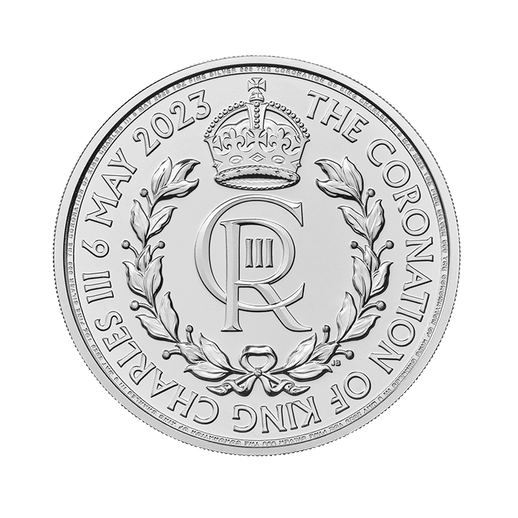 1 troy ounce zilveren Coronation King Charles III munt 2023 voorkant