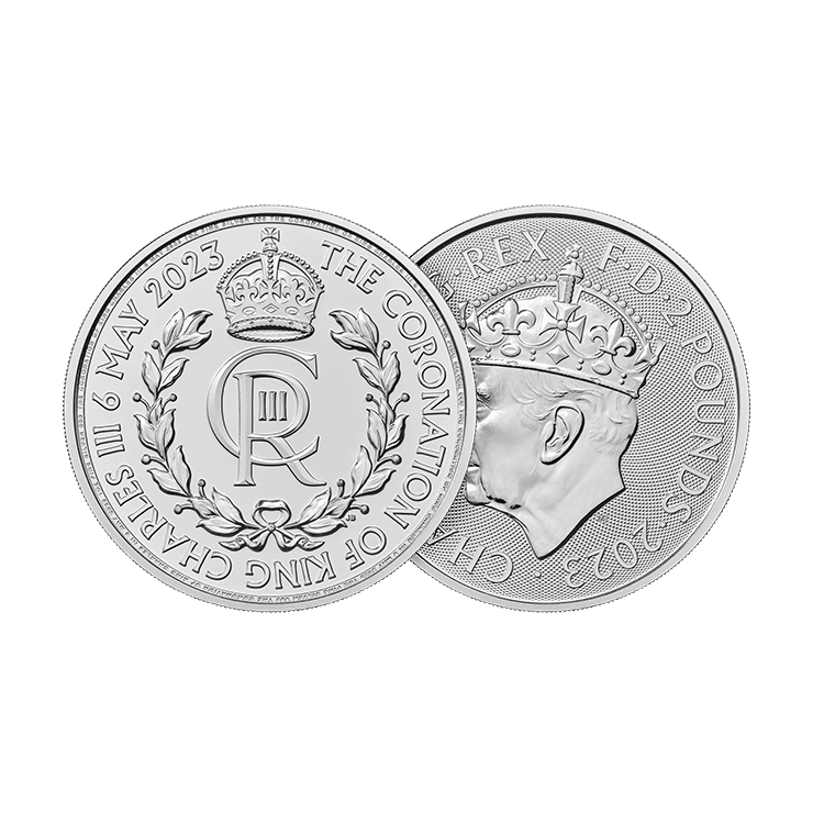 1 troy ounce zilveren Coronation King Charles III munt 2023 perspectief 1