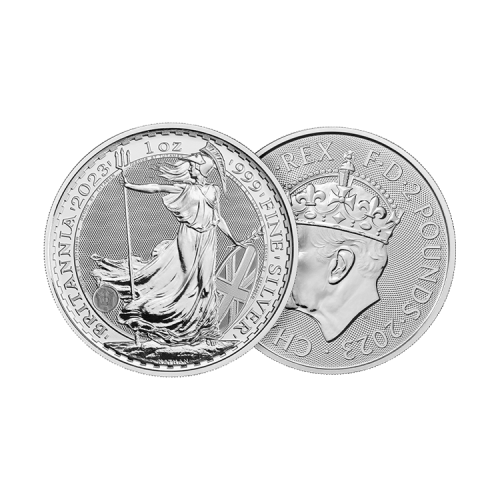 1 troy ounce zilveren Coronation Britannia munt 2023 voorkant