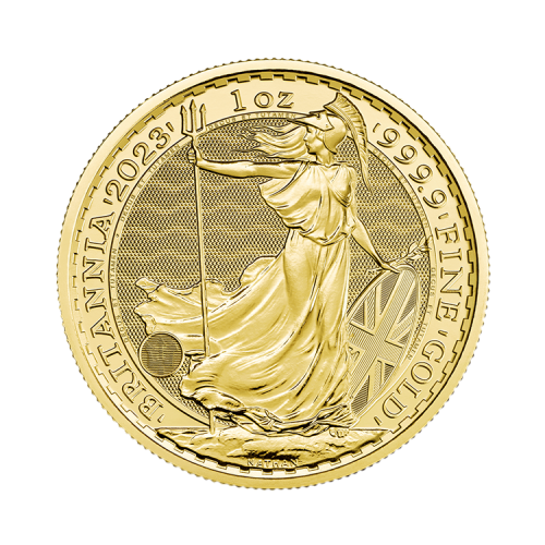 1 troy ounce gouden Coronation Britannia munt 2023 voorkant