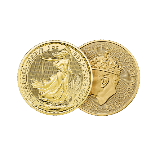 1 troy ounce gouden Coronation Britannia munt 2023 voorkant