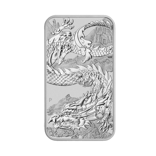 1 troy ounce zilveren muntbaar Rectangular Dragon 2023 voorkant