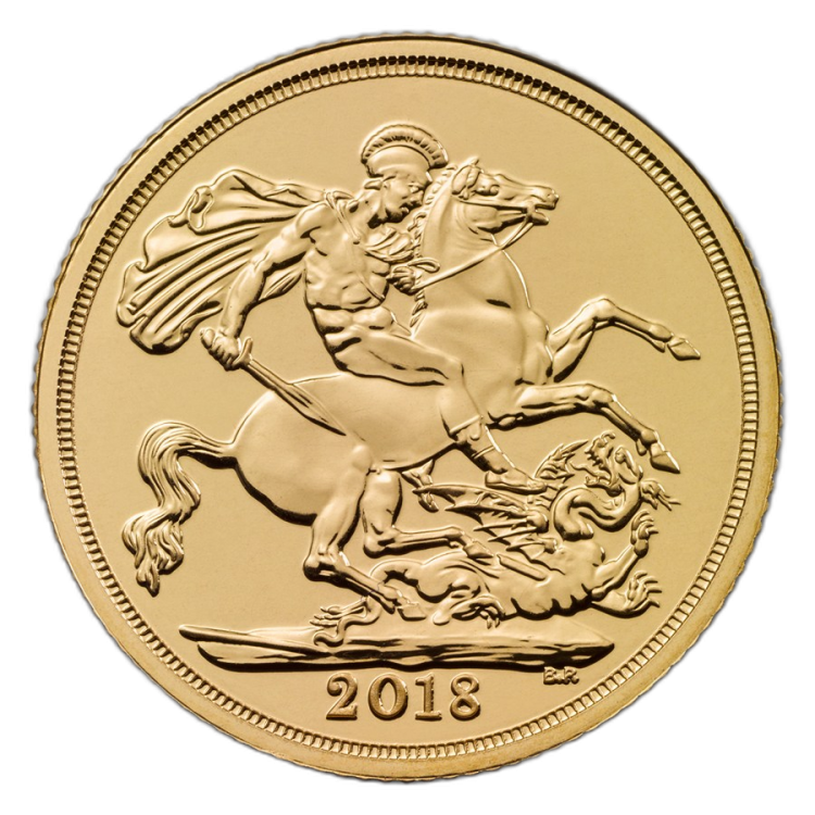 Gouden munt Sovereign 2018 voorkant