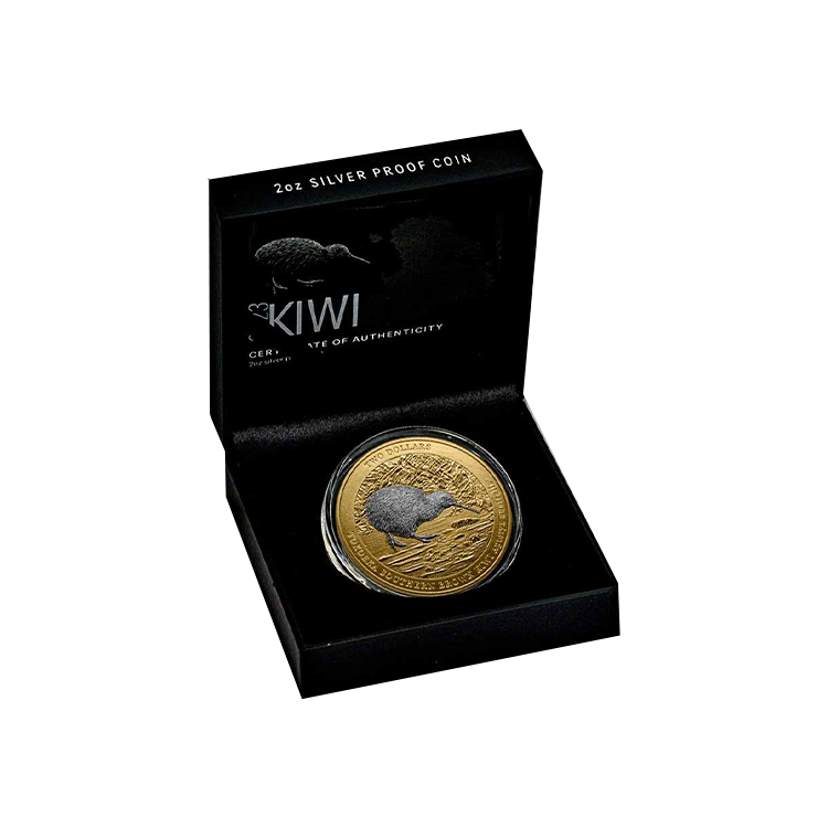 2 troy ounce silver Kiwi coin 2023 proof angle 2