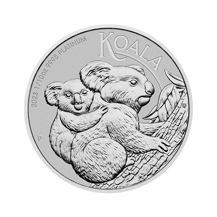 1/10 troy ounce platina Koala munt 2023 voorkant