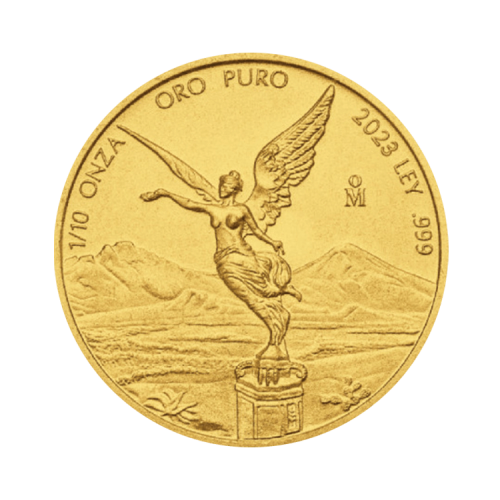 1/10 troy ounce golden coin Mexican Libertad 2023 front