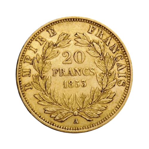 Golden 20 Franc Napoleon III without wreath - various years front