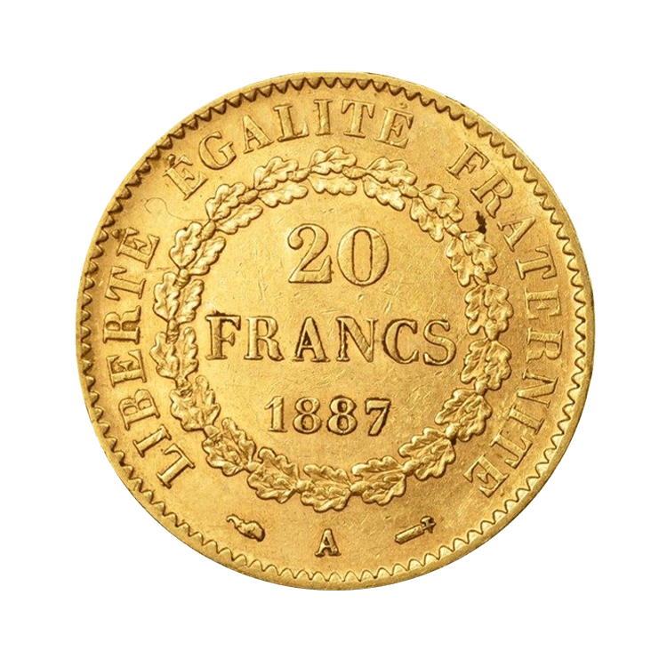 Gouden 20 Franc Génie - diverse jaargangen achterkant