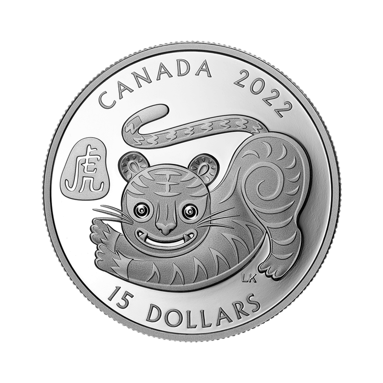 1 Troy ounce zilveren munt Lunar 2022 Proof jaar van de tijger voorkant