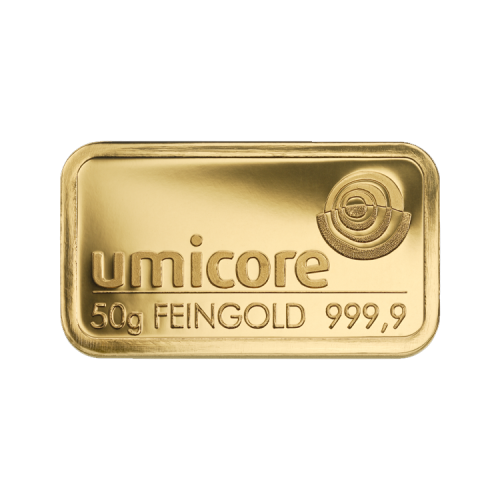 50 Grams gold bar Umicore front