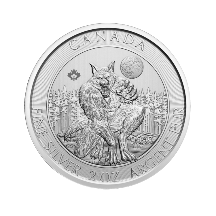2 troy ounce zilveren munt Canadian Creatures of the North Coin - De Weerwolf - The Werewolf 2021 voorkant