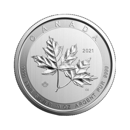 10 troy ounce zilveren munt Maple Leaf voorkant