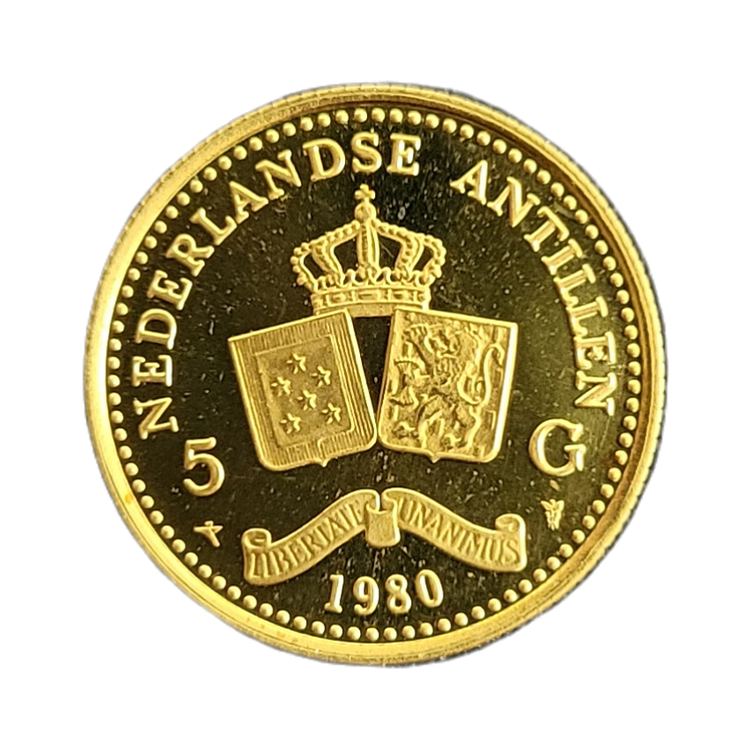 Gouden munt 10 Gulden Nederlandse Antillen (1980) voorkant