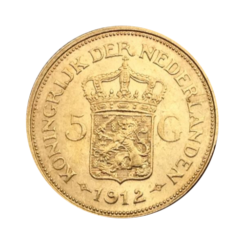 Gold five guilder coins front