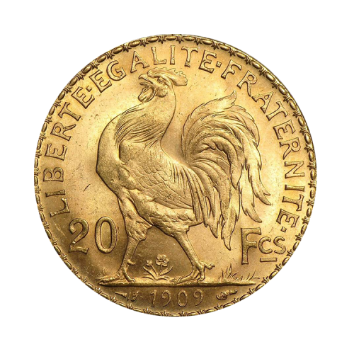 Gold 20 Frank coins front