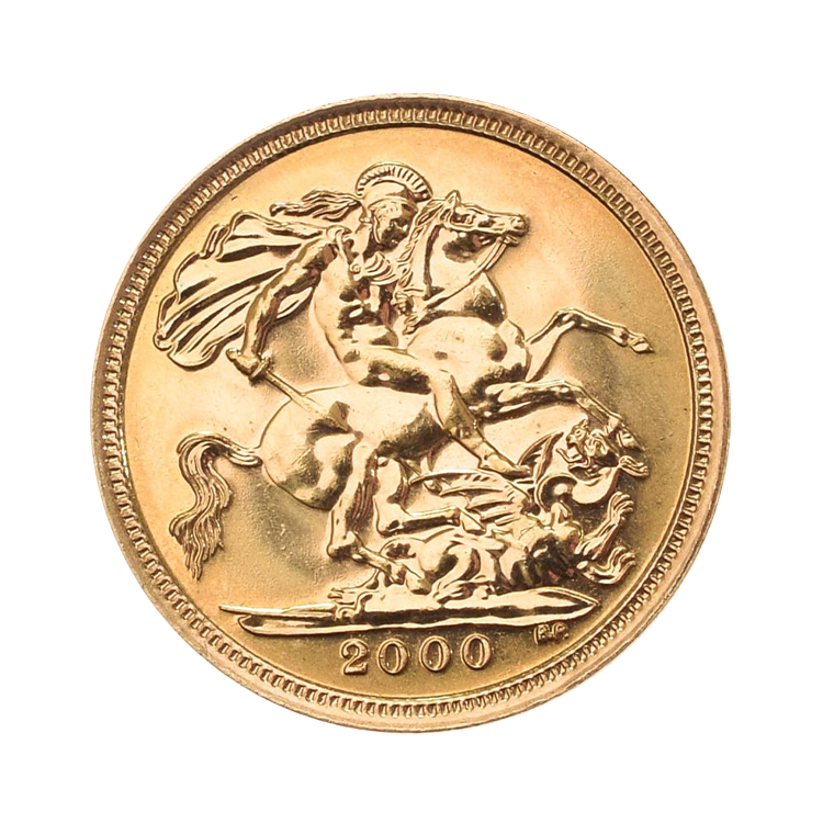 Gouden 1/2 Sovereign munt voorkant