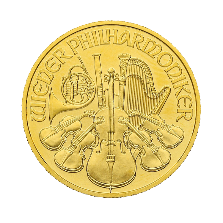 1/4 Troy ounce gold coin Philharmonic front