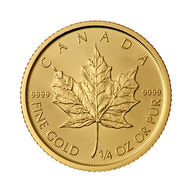 1/4 troy ounce gouden Maple Leaf munt voorkant