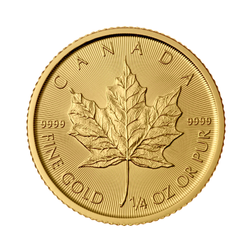 1/4 troy ounce gold Maple Leaf coin front