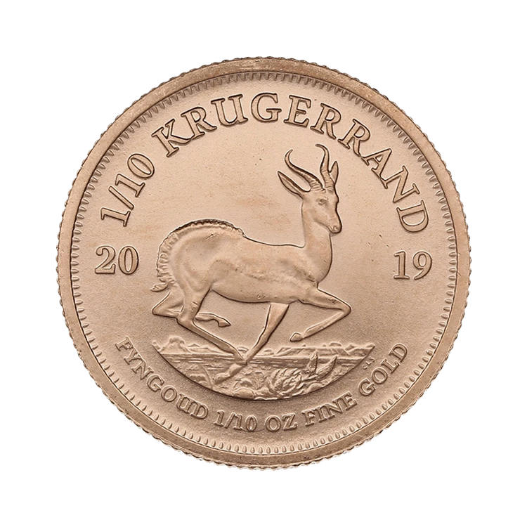 1/10 troy ounce gouden Krugerrand munt voorkant