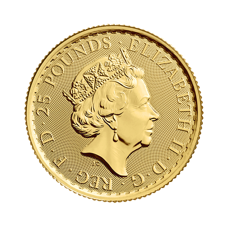 1/4 troy ounce gouden Britannia munt achterkant