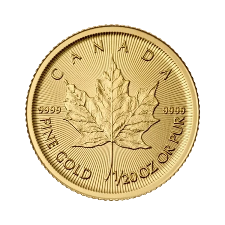 Voorkant 1/20 troy ounce gouden Maple Leaf munt