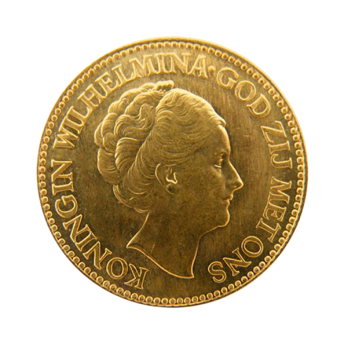 Gold ten guilder coins front