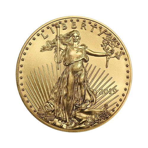 Gouden 1/10 troy ounce American Eagle munt voorkant