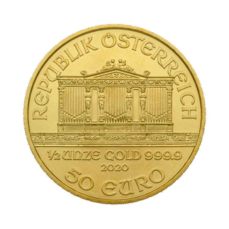 1/2 troy ounce gouden Philharmoniker munt voorkant