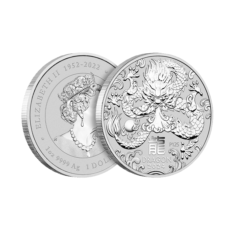 1 troy ounce zilveren munt Lunar 2024 perspectief 2