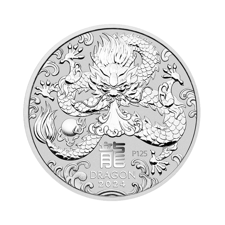 1/2 troy ounce zilveren munt Lunar 2024 voorkant