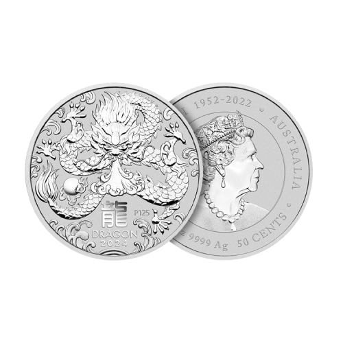 1/2 troy ounce zilveren munt Lunar 2024 voorkant