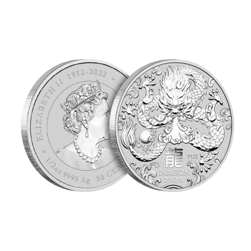 1/2 troy ounce zilveren munt Lunar 2024 voorkant