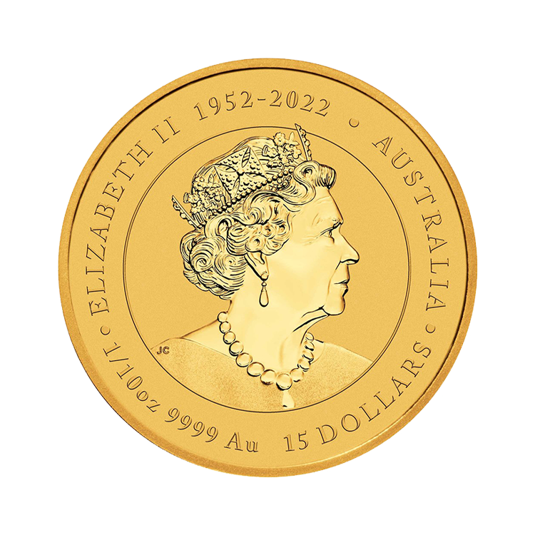 1/10 troy ounce gouden munt Lunar 2024 achterkant