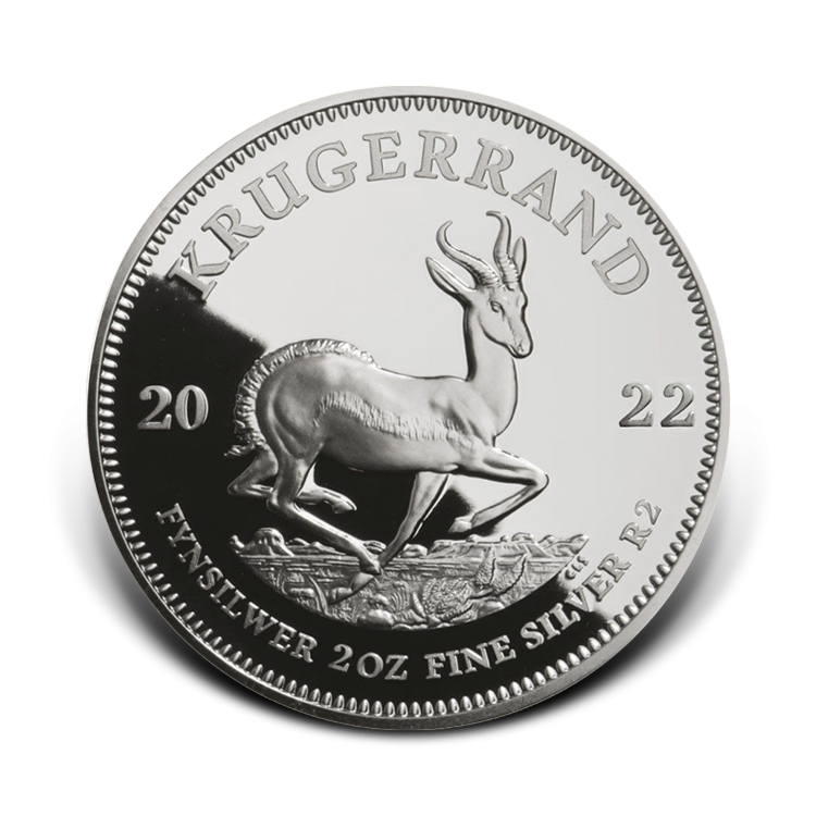 2 troy ounce silver coin Krugerrand Proof angle 1