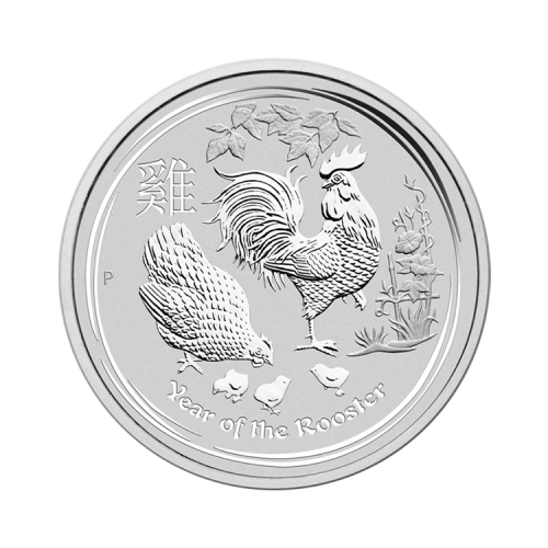 1 Troy ounce silver Lunar coin 2017 - year of the rooster front