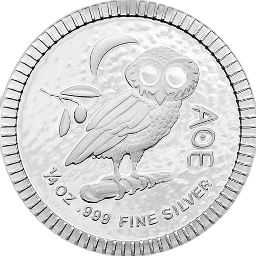 1/4 Troy ounce zilveren munt Athenian Owl 2022 voorkant