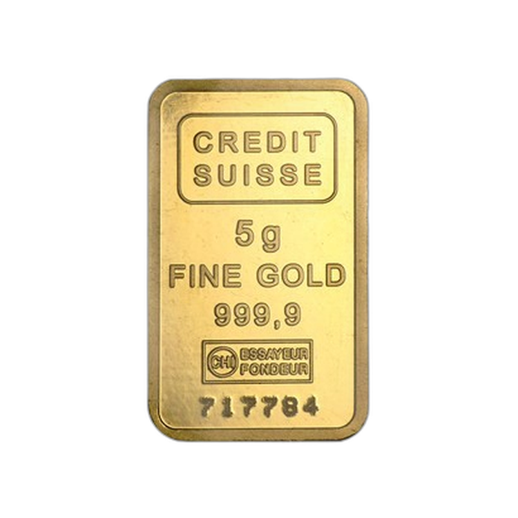 5 Gram goudbaar Credit Suisse voorkant