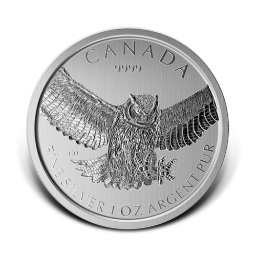 1 troy ounce silver coin Great Horned Owl 2015 front