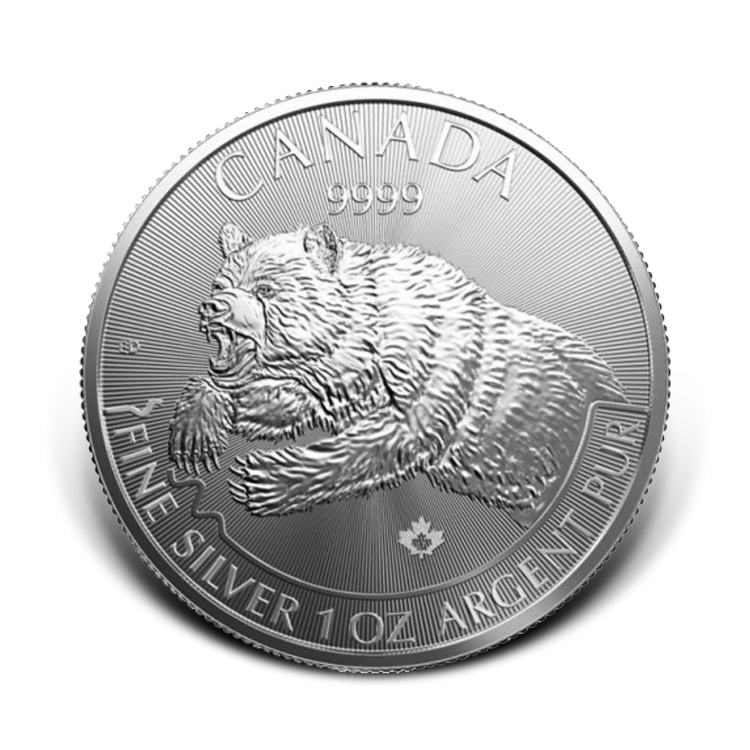 1 Troy ounce silver coin Grizzly - Predator series - 2019 front