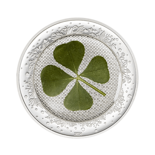 1 troy ounce silver coin four-leaf clover 2024 proof front