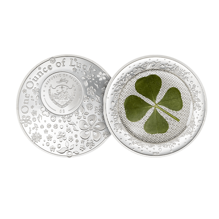 1 troy ounce silver coin four-leaf clover 2024 proof angle 1
