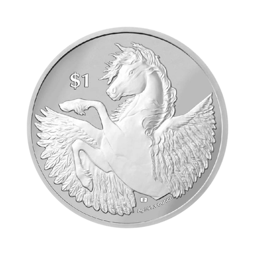 1 troy ounce zilveren munt Pegasus 2023 voorkant